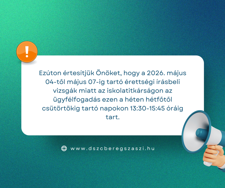 Ügyintézés az írásbeli érettségi vizsgák alatt